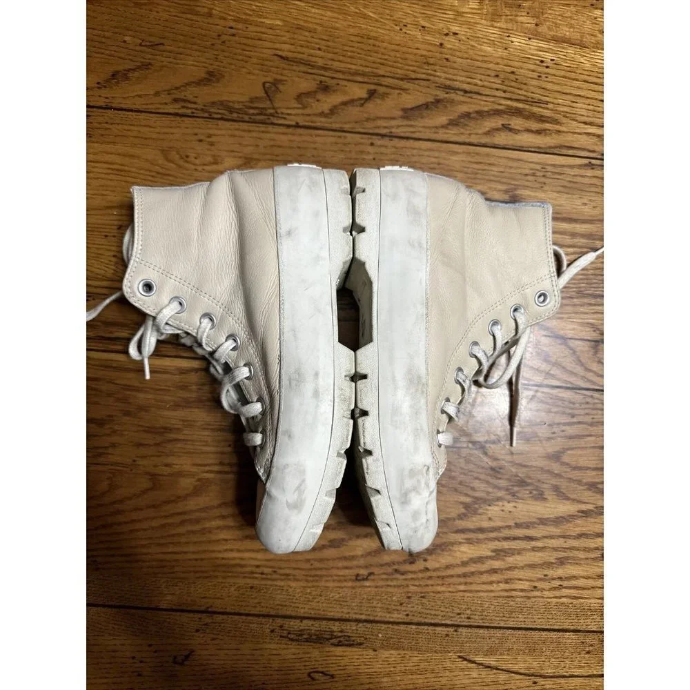 White Leather CONVERSE Chuck Taylor All Star Platform High Top Sneakers Lady 7